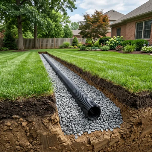 French drain trench excavation