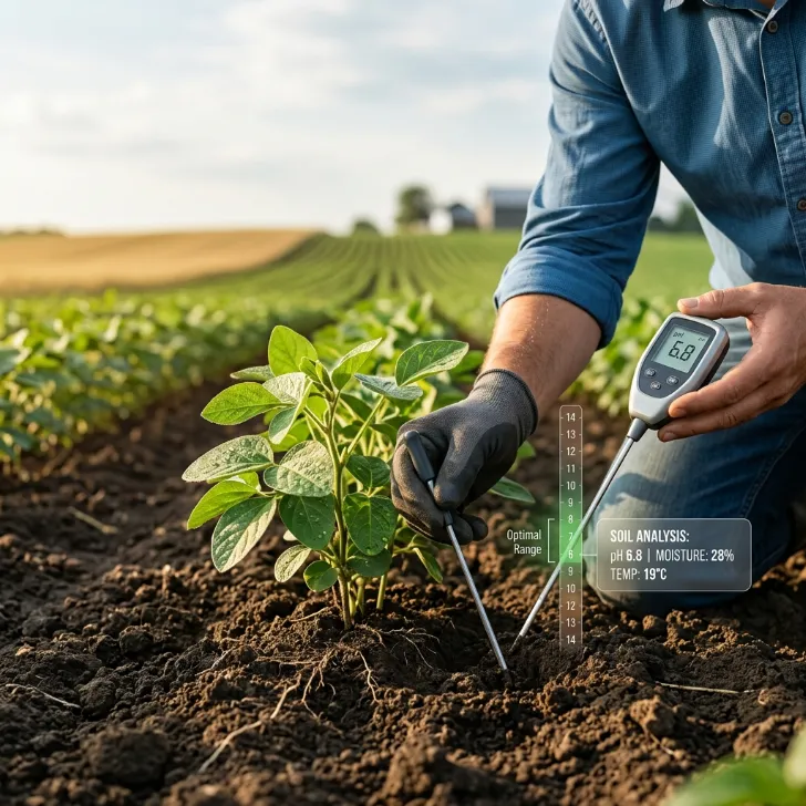 Testing soil pH in an agricultural field